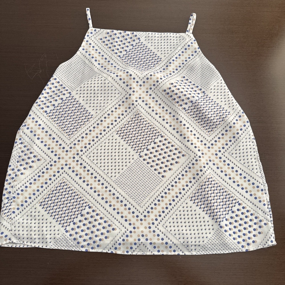 LOFT White Top Geometric And Dots Spaghetti Strap Lined Size M